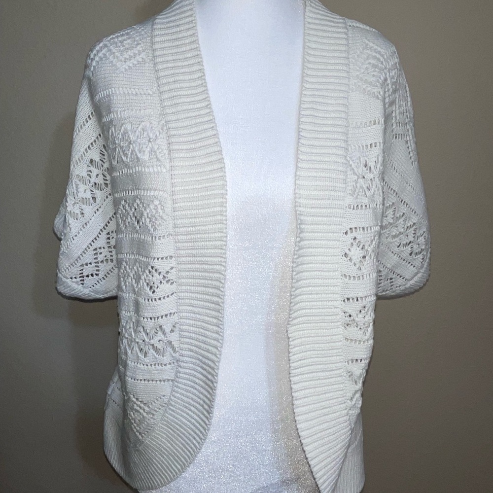 Croft & Barrow Women's Boho Cream Open-Front Sweater